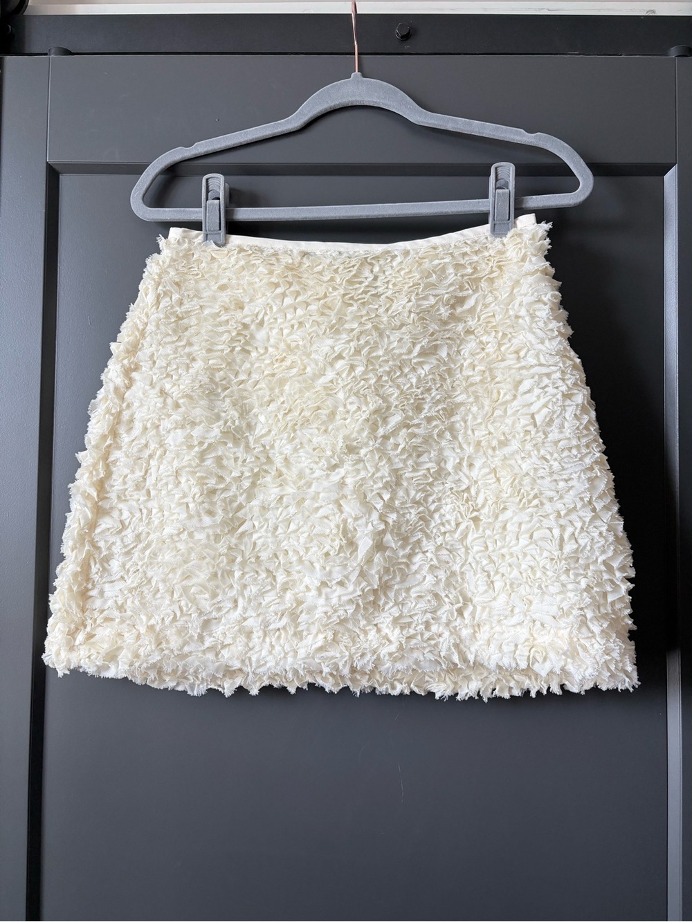 Anthropologie Plush Tulle Mini Skirt | Cream Textured Rosette